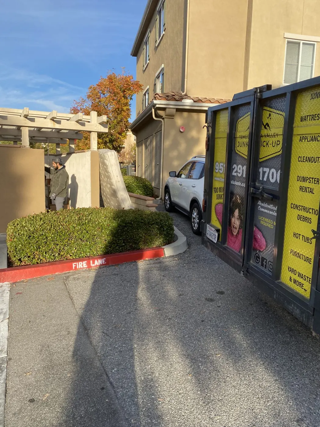 Trailer parked at an apartment community