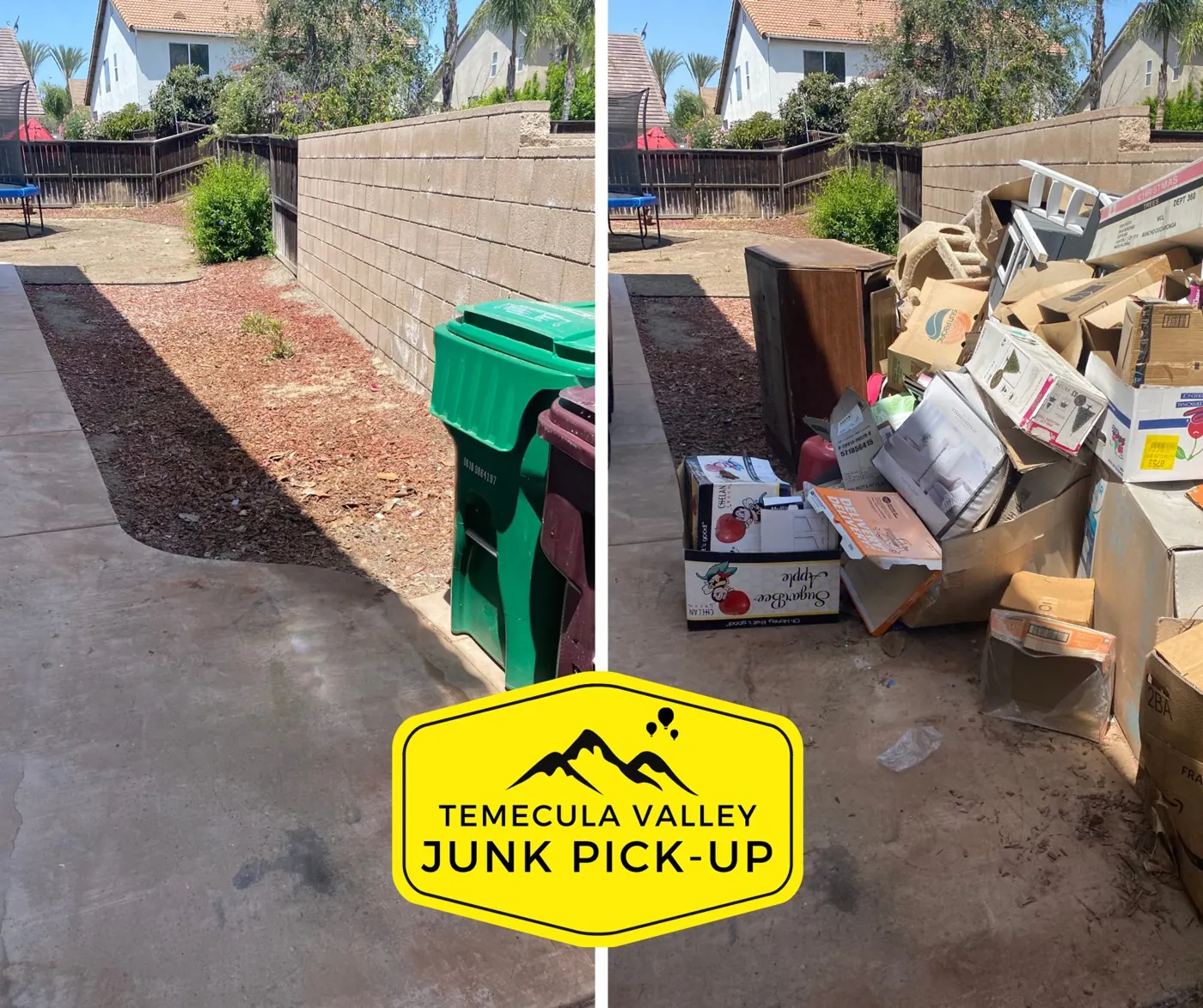 Side yard before and after a curbside pickup