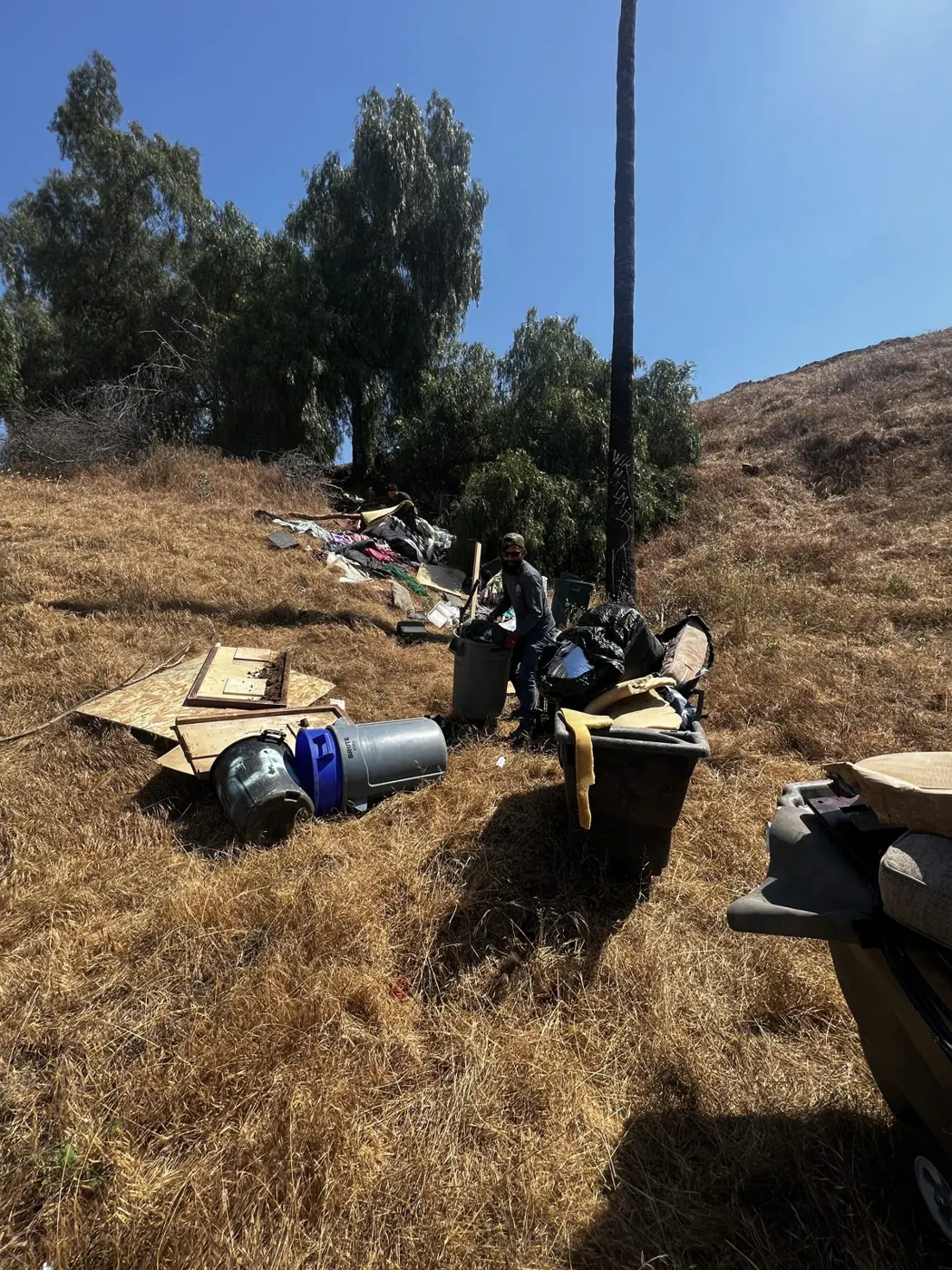 Junk dumped on a hillside