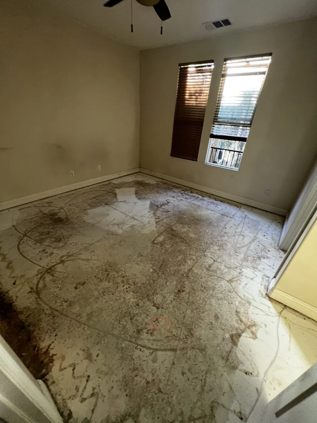 Cleared room ready for cleaning
