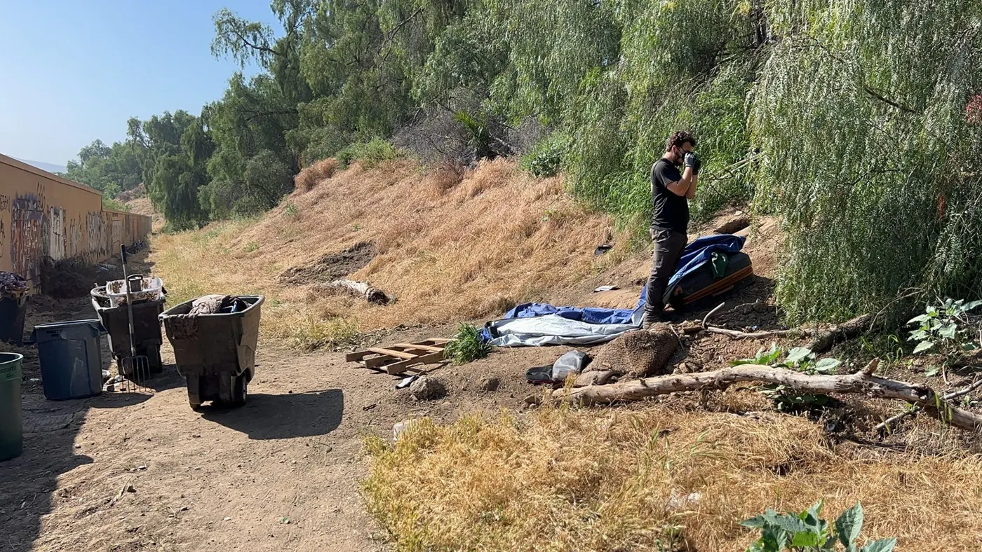Team at an encampment cleanup site