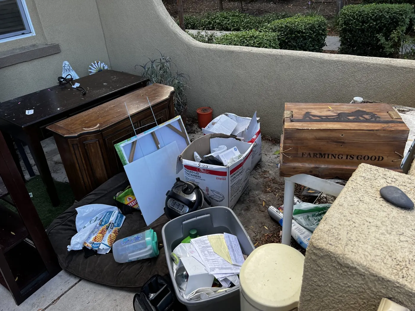 Furniture and household items set out for pickup