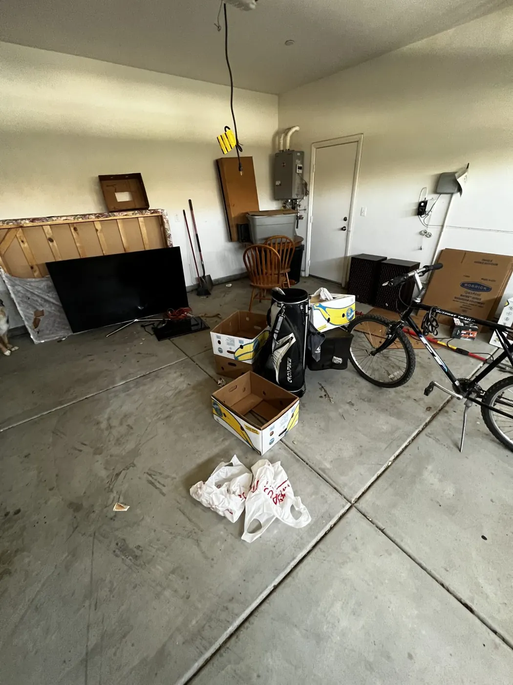 Garage partly cleared during a cleanout