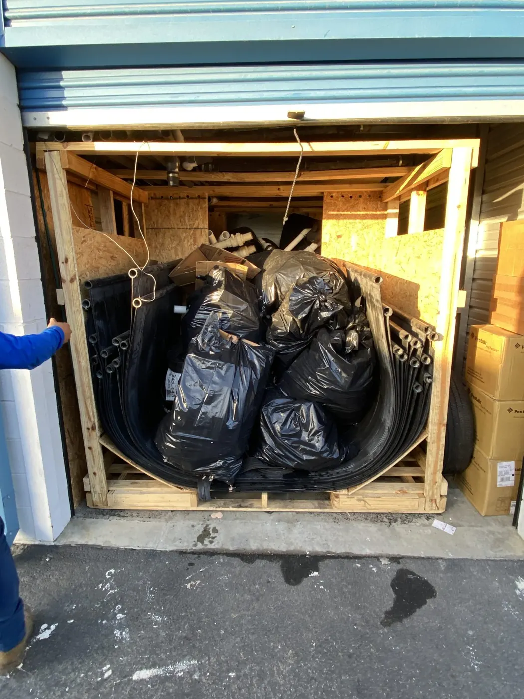Storage unit packed with bags
