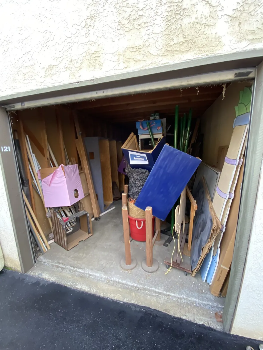 Storage unit with furniture and boards