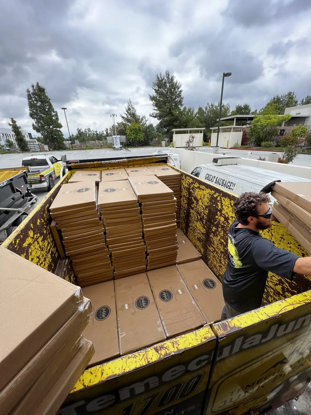 Trailer loaded with boxes from a warehouse