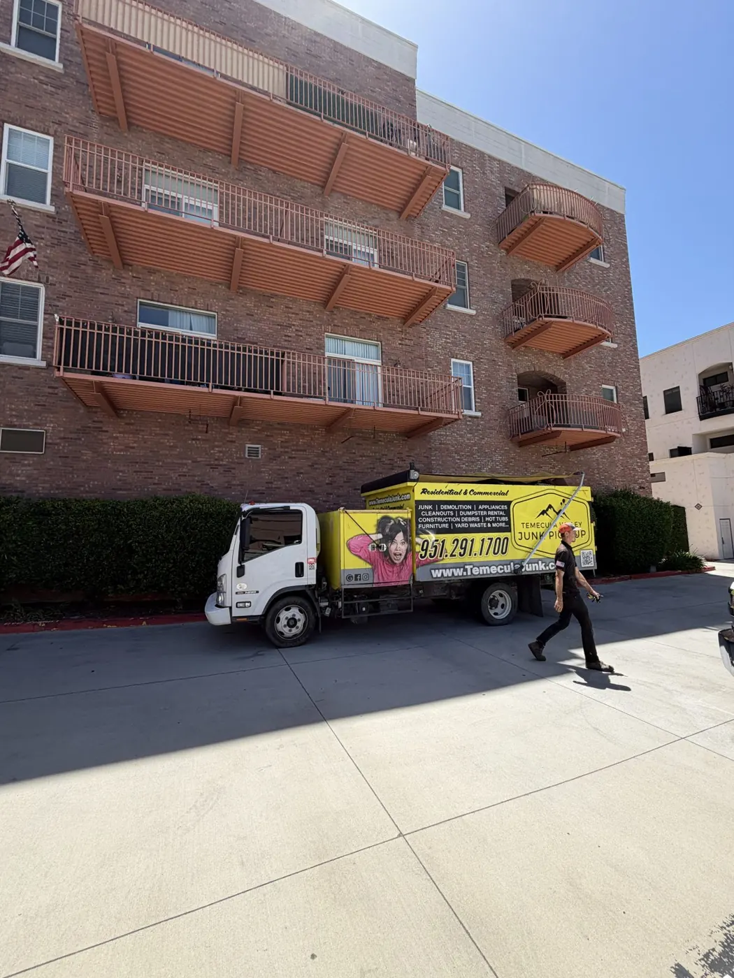 Box truck at a commercial building